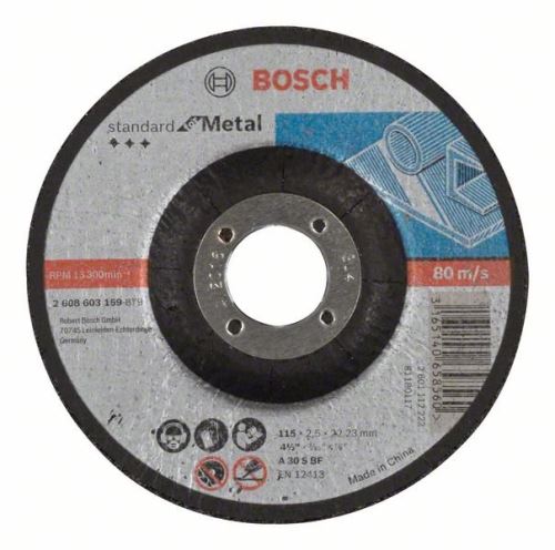 BOSCH Dělicí kotouč profilovaný Standard for Metal A 30 S BF, 115 mm, 22,23 mm, 2,5 mm 2608603159