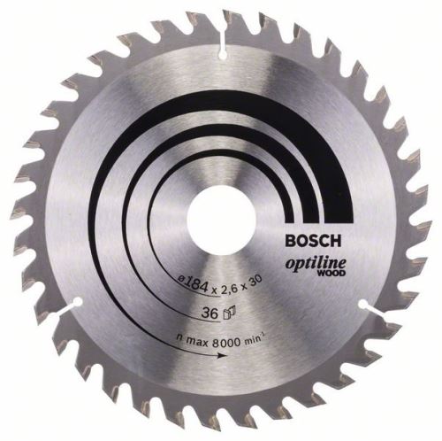 BOSCH Pilový kotouč Optiline Wood 184 x 30 x 2,6 mm, 36 2608640611