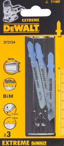 DeWALT Bimetalový pilový plátek EXTREME 76 mm, kovy od 6 mm, ocel 3 - 5 mm (3 ks) DT2154