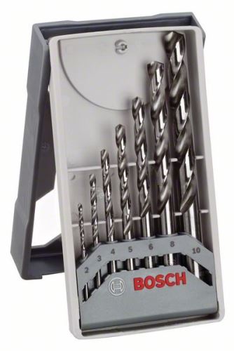 BOSCH 7dílná sada vrtáků do kovu Mini X-Line HSS-G, 135° 2; 3; 4; 5; 6; 8; 10 mm 2608589295