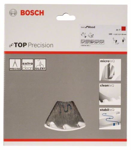 BOSCH Pilový kotouč do okružních pil Top Precision Best for Wood 165 x 20 x 1,8 mm, 20 2608642385