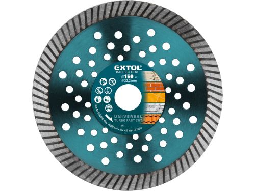 EXTOL INDUSTRIAL kotouč diamantový řezný, turbo Fast Cut, suché i mokré řezání, O 150x22,2x2,5mm 8703053