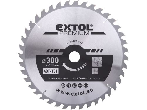 EXTOL PREMIUM kotouč pilový s SK plátky, O 300x3,0x30mm, 40T 8803246