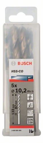 BOSCH Vrtáky do kovu HSS-Co, DIN 338 10,2 x 87 x 133 mm (5 ks) 2608585899