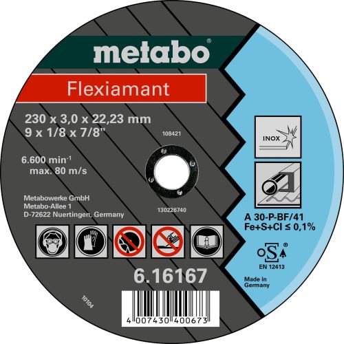 METABO Řezný kotouč - nerezová ocel 125x2,5x22,2 mm rovný 616738000