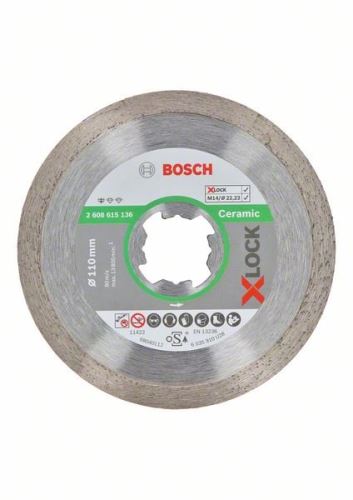 BOSCH X-LOCK Diamantový řezný kotouč Standard for Ceramic systému 110 x 22,23 x 1,6 x 7,5 mm 2608615136