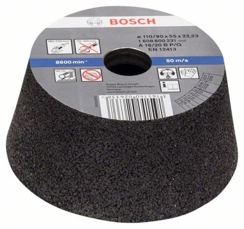 BOSCH Brusný hrnec, kónický - kov/litina 90 mm, 110 mm, 55 mm, 16 1608600231