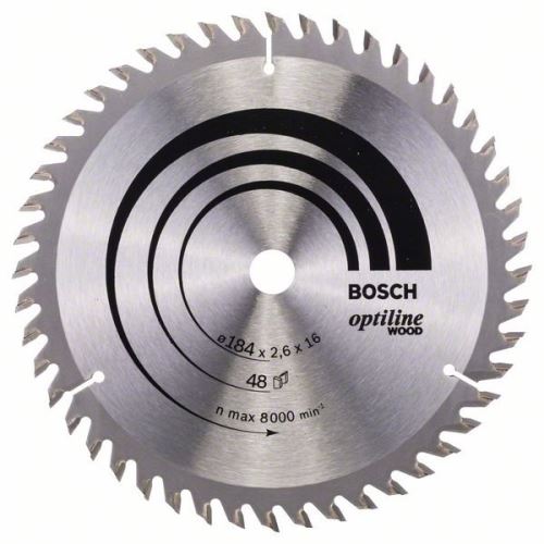 BOSCH Pilový kotouč Optiline Wood 184 x 16 x 2,6 mm, 48 2608641181