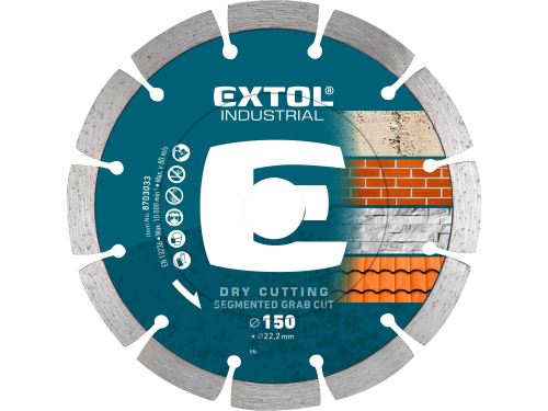 EXTOL INDUSTRIAL kotouč diamantový řezný segmentový Grab Cut, suché řezání, O 150x22,2x2,3mm 8703033