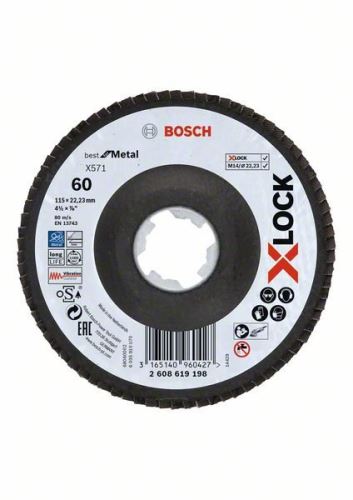 BOSCH X-LOCK Lamelové brusné kotouče Best for Metal systému Ø 115 mm, G 60, X571, lomená verze, sklolaminát 2608619198