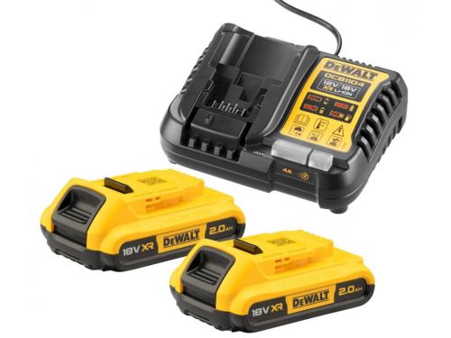 DEWALT XR NABÍJEČKA + 2 X 18V BATERIE S KAPACITOU 2,0 AH DCB1104D2