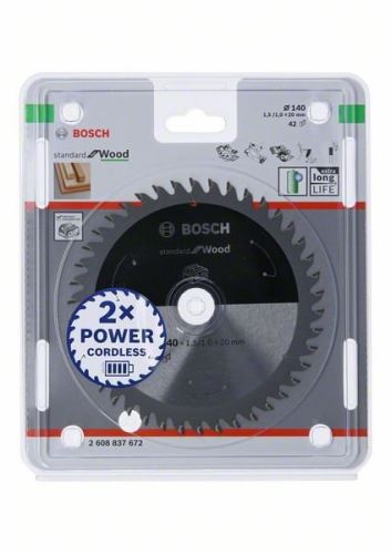 BOSCH Pilový kotouč pro aku pily; Standard for Wood 140x20x1,5/1,0x42T 2608837672