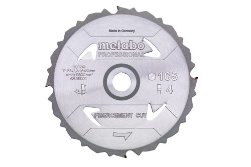 METABO Pilový kotouč 165 x 20 mm, 4 zuby, 5° FibercementCutProf  628289000