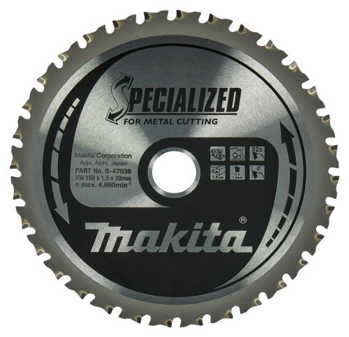 MAKITA kotouč pilový ocel SPECIALIZED 150x1.5x20 mm 32 zubů B-47036