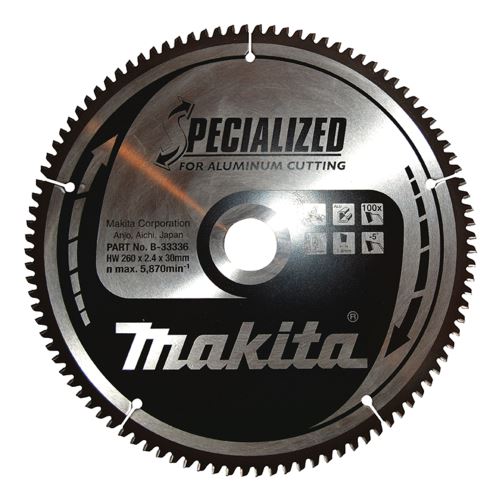 MAKITA kotouč pilový hliník SPECIALIZED 260x2.4x30 mm 100 zubů B-33336