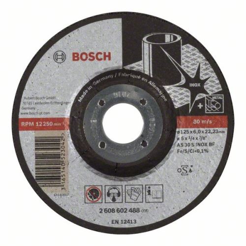 BOSCH Hrubovací kotouč profilovaný Expert for Inox AS 30 S INOX BF, 125 mm, 6,0 mm 2608602488