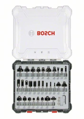 BOSCH Smíšená sada tvarových fréz s vřetenem Ø 6 mm, 30 ks 2607017474