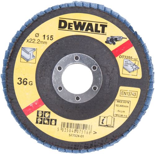 DeWALT brusný lamelový kotouč na kov vypouklý 115 x 22,2 mm 120G DT3258