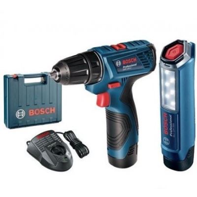 BOSCH Aku vrtací šroubovák 2x2,0Ah + GLI 12V-300 06019G8004