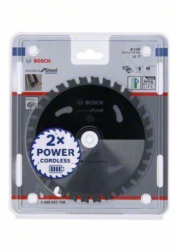 BOSCH Pilový kotouč pro aku pily, Standard for Steel 150x20x1,6/1,2x32T 2608837748