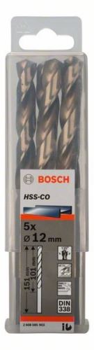 BOSCH Vrtáky do kovu HSS-Co, DIN 338 12 x 101 x 151 mm (5 ks) 2608585903