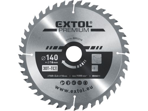 EXTOL PREMIUM kotouč pilový s SK plátky, O140x2,6x16mm, 30T 8803210