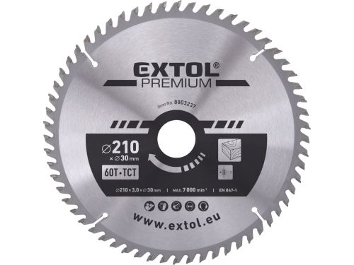 EXTOL PREMIUM kotouč pilový s SK plátky, O 210x3,0x30mm, 60T 8803237