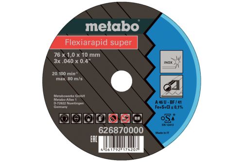 METABO Řezný kotouč FLEXIARAPID  (5 ks) 76x1,0x10 mm Inox 626870000