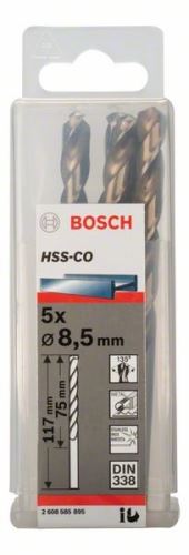 BOSCH Vrtáky do kovu HSS-Co, DIN 338 8,5 x 75 x 117 mm (5 ks) 2608585895