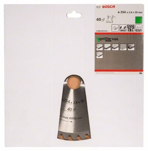 BOSCH Pilový kotouč Optiline Wood 254 x 30 x 2,8 mm, 40 2608640443