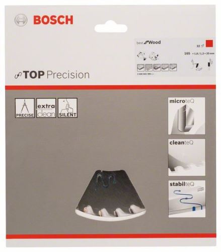 BOSCH Pilový kotouč do okružních pil Top Precision Best for Wood 165 x 20 x 1,8 mm, 32 2608642386