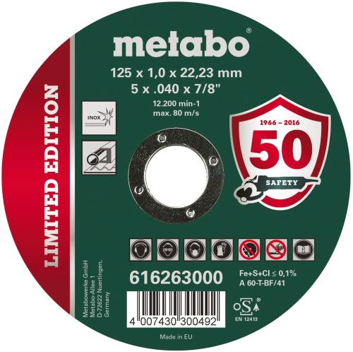 METABO Řezný kotouč Inox 125x1,0x22,23 616263000