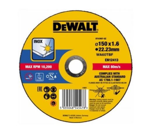 DeWALT Řezný kotouč na nerezovou ocel 150 x 22,2 x 1,6 mm DT43907