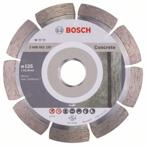 BOSCH Diamantový dělicí kotouč Standard for Concrete 125 x 22,23 x 1,6 x 10 mm 2608602197