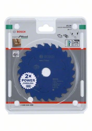 BOSCH Pilový kotouč pro aku pily; Expert for Wood 136x20x1,5/1x24T 2608644498