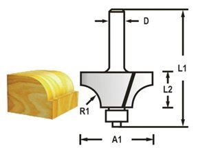 MAKITA Zaoblovací fréza s ložiskem stopka 8 mm,31,8x17x58 mm R 9,5 mm D-48549