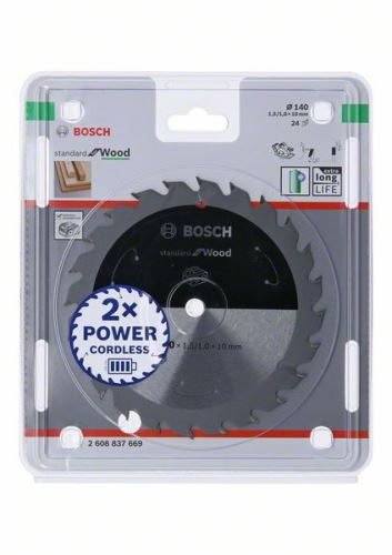 BOSCH Pilový kotouč pro aku pily; Standard for Wood 140x10x1,5/1,0x24T 2608837669