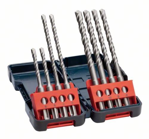 BOSCH 8dílná sada vrtáků do kladiv SDS-Plus-3, pevný box 6 x 110 (2x); 6 x 160 (2x); 8 x 160 (2x); 10 x 160 (2x) mm 2607019902