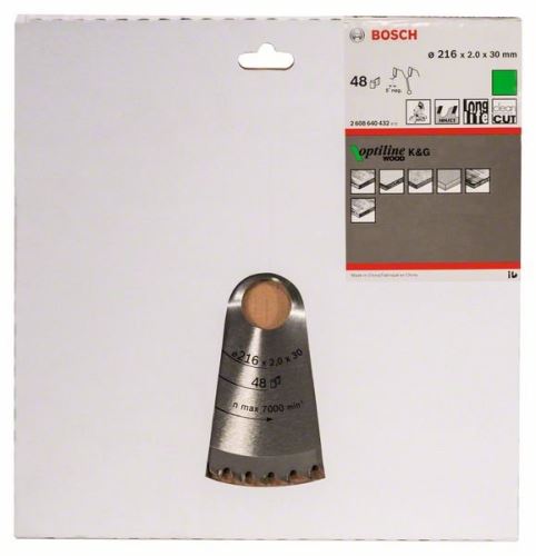 BOSCH Pilový kotouč Optiline Wood 216 x 30 x 2,0 mm, 48 2608640432