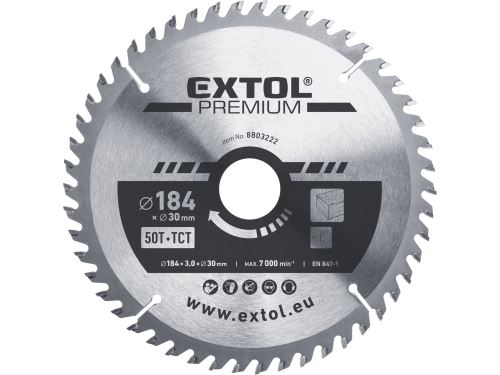 EXTOL PREMIUM kotouč pilový s SK plátky, O 184x3,0x30mm, 50T 8803222