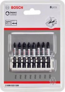 BOSCH Souprava šroubovacích nástavců Impact Control, 8 kusů, 1×PH1;3×PH2;1×PH3;2×PZ2;1×PZ3 2608522328