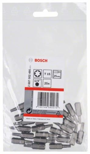 BOSCH Šroubovací bit zvlášť tvrdý Extra-Hart T15, 25 mm (25 ks) 2607002495