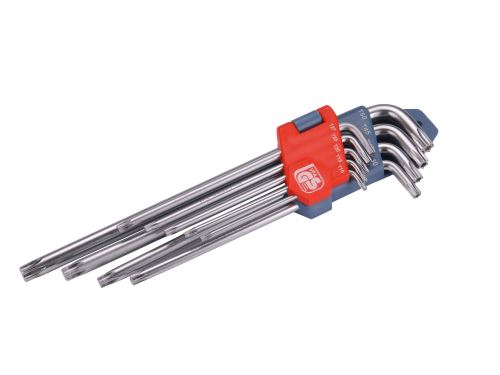 EXTOL PREMIUM L-klíče TORX prodloužené, sada 9ks, T10-50mm