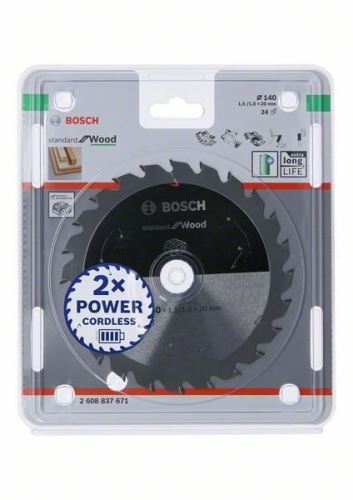 BOSCH Pilový kotouč pro aku pily; Standard for Wood 140x20x1,5/1,0x24T 2608837671