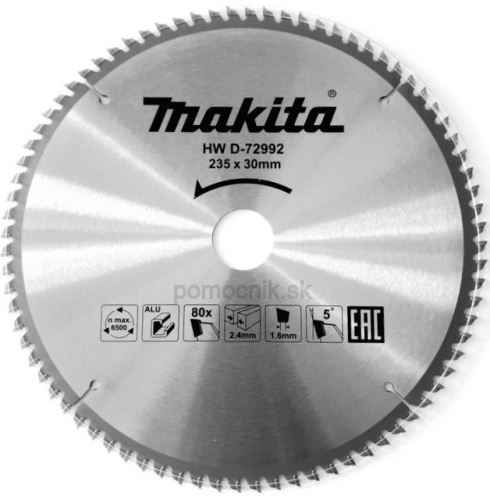 MAKITA kotouč pilový hliník TCT 235x2.4x30 mm 80 zubů D-72992