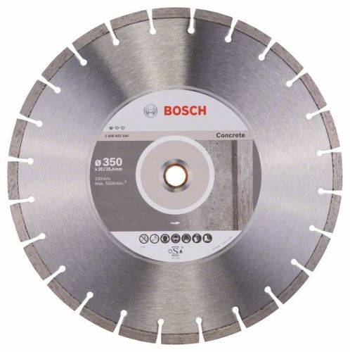 BOSCH Diamantový dělicí kotouč Standard for Concrete 350 x 20/25,40 x 2,8 x 10 mm 2608602544