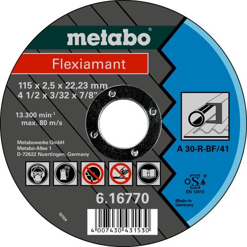 METABO Řezný kotouč - ocel 115x2,5x22,2 mm rovný 616770000