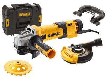 DEWALT Úhlová bruska 125 mm, 1500W + set na broušení betonu DWE4257KT