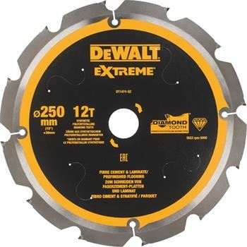 DeWALT pilový kotouč pro cementovláknité a laminátové desky, 250 x 30 mm, 12 zubů DT1474