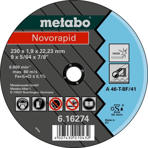 METABO Řezný kotouč -NOVORAPID Inox 115x1,0x22,23 616270000